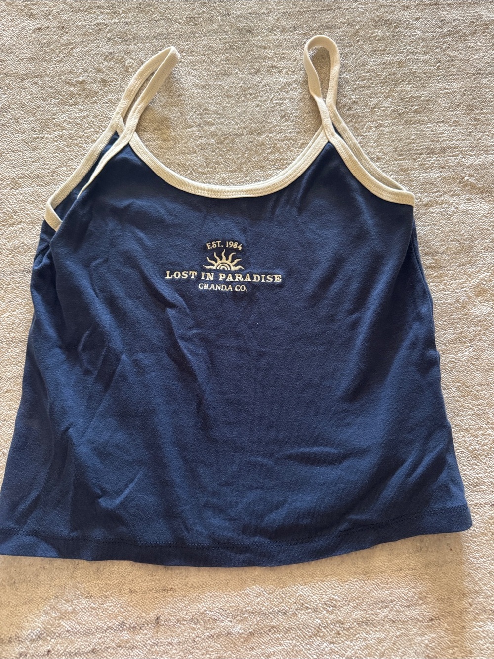 Ghanda Navy Cami with Cream Trim